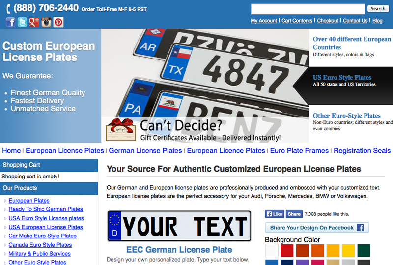 Custom European Plates